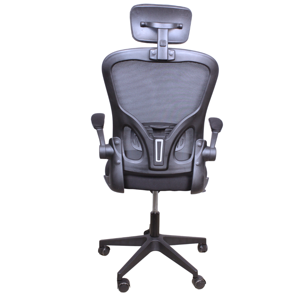 Black Ergonomic Office Chair ~ Flip Up Arms, Adjustable Headrest - Image 2