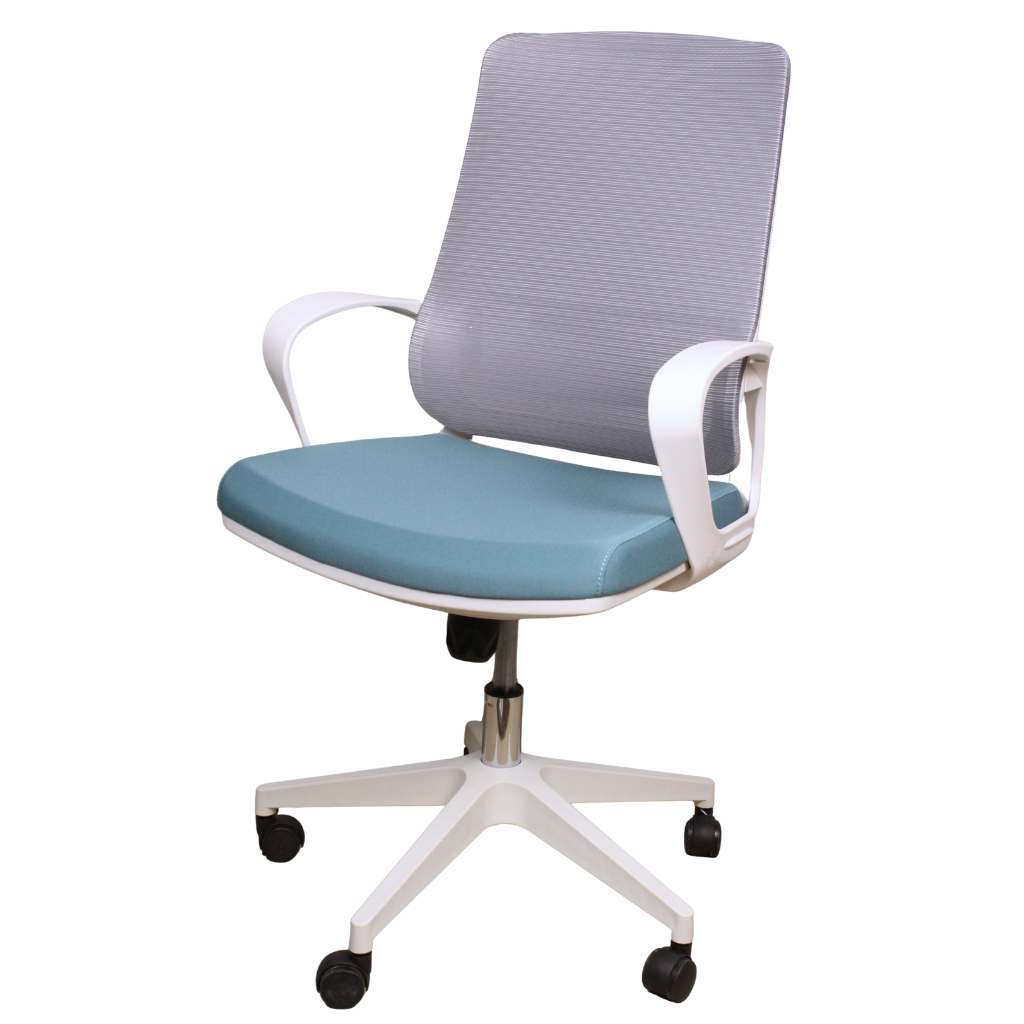 White Ergonomic Mesh Office Chair ~ Mid Back, Lumbar Support - Image 3