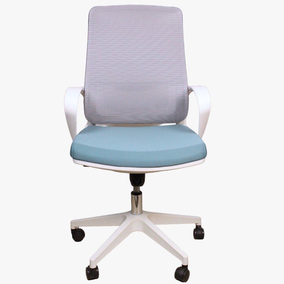 White Ergonomic Mesh Office Chair ~ Mid Back, Lumbar Support - Image 4