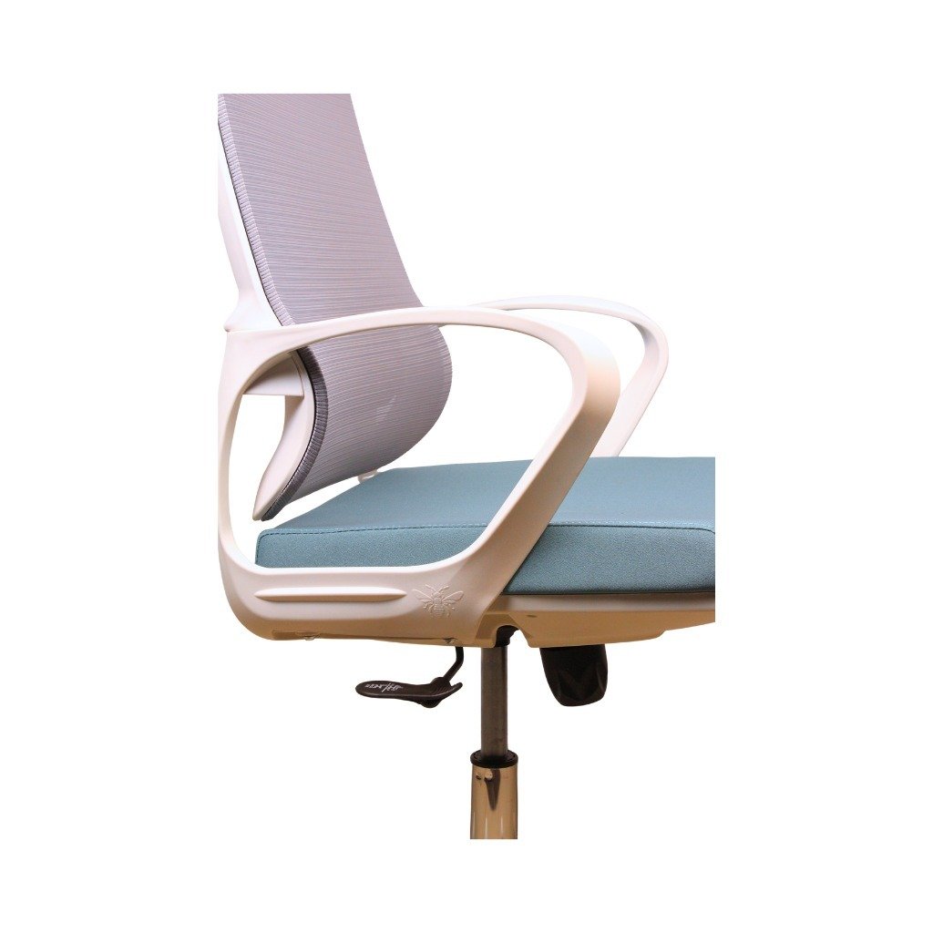 White Ergonomic Mesh Office Chair ~ Mid Back, Lumbar Support - Image 8