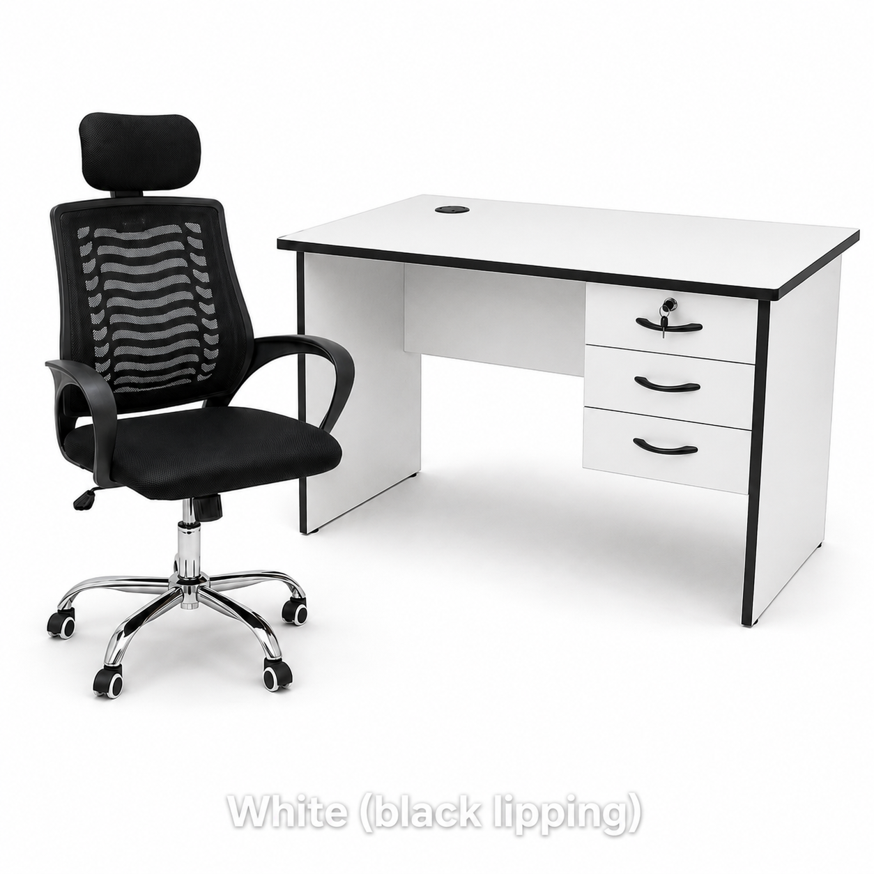 1M Desk & Headrest Mesh Chair Combo - Image 2