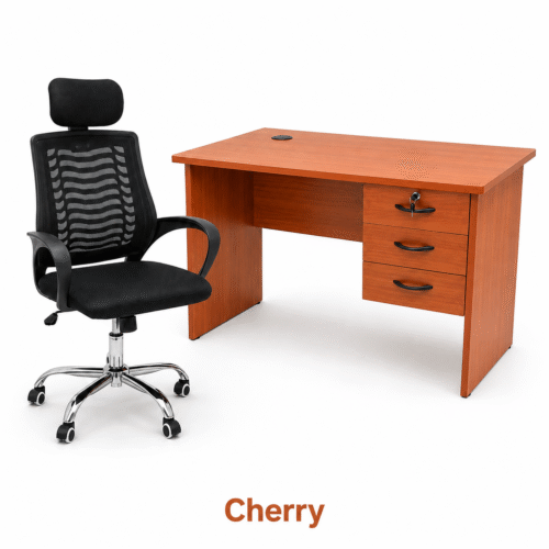 1M Desk & Headrest Mesh Chair Combo