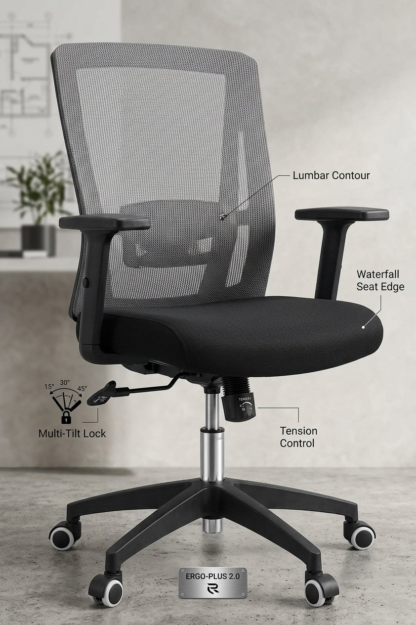 Ergonomic Mid-Back Mesh Office Task Chair