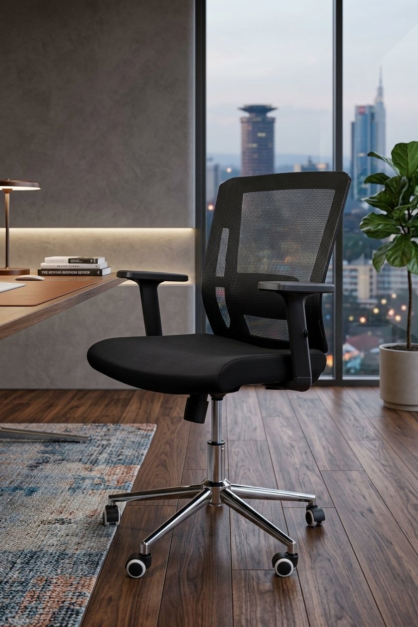 Ergonomic Mid-Back Mesh Office Chair with Chrome Base - Image 4