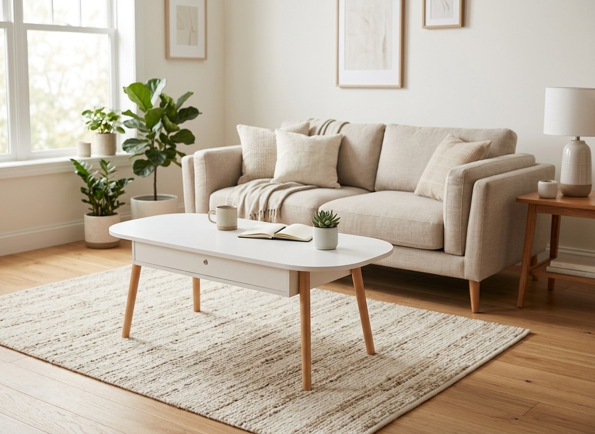 Modern Minimalist Wooden-Leg Coffee Table - Image 4