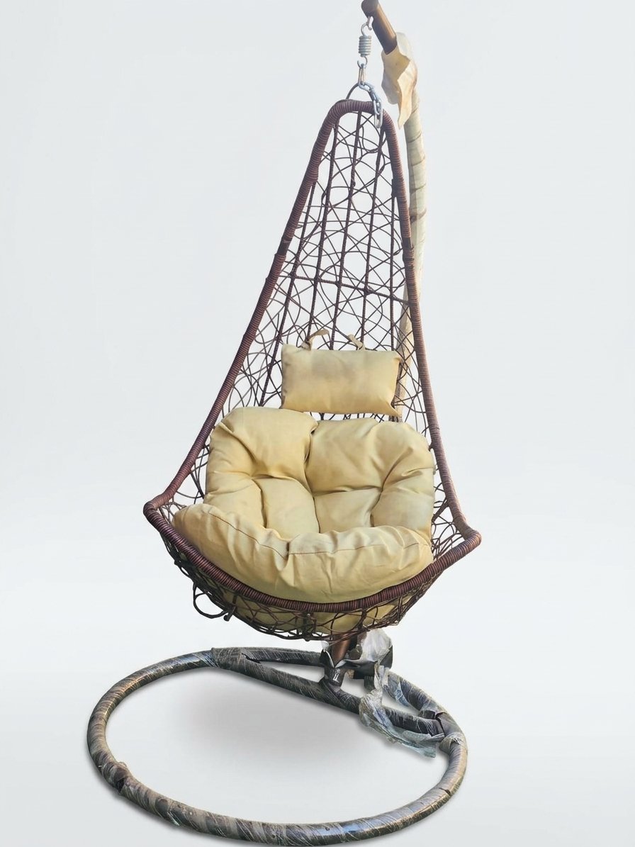 Woven Rattan Egg Swing Chair with Premium Cushions - Image 2