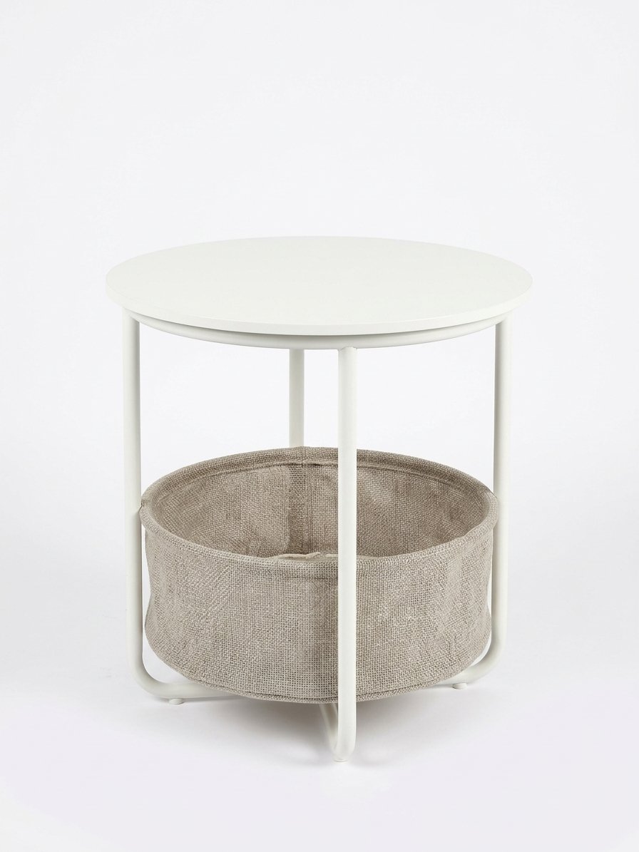 Nordic Round Side Table with Storage Basket