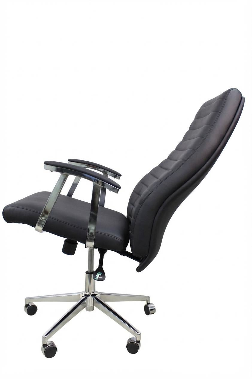 Modern Black Ribbed Executive Office Chair - Image 5