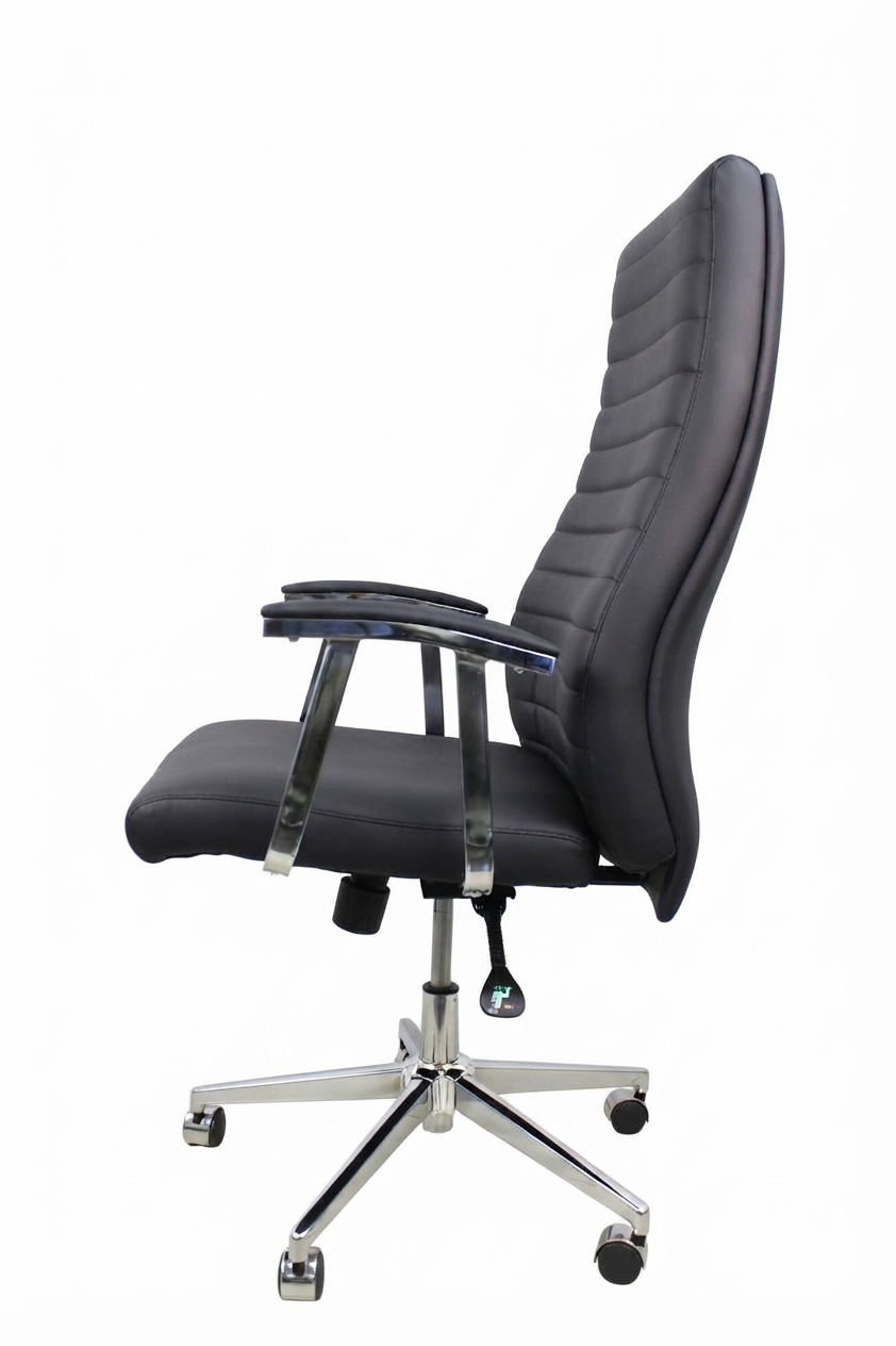 Modern Black Ribbed Executive Office Chair - Image 3