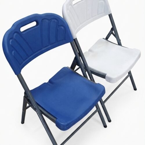 Heavy-Duty Foldable Plastic Chair (Blue/White)