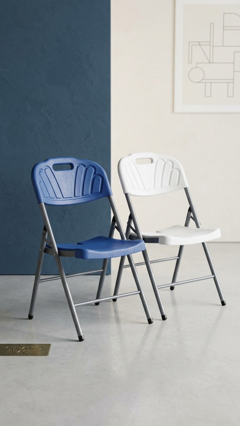 Heavy-Duty Foldable Plastic Chair (Blue/White)